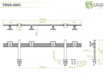 Настольное крепление для 4 мониторов TBSS-400C